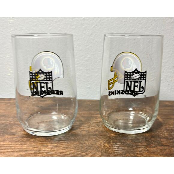 Vintage Washington Redskins NFL Glass Lowball Glasses Set of 2 4.5” 16oz - Picture 8 of 8
